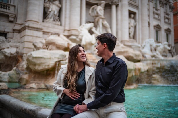 Pregnant woman during a maternity photoshoot in Rome